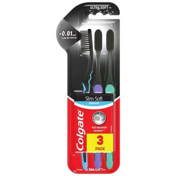 COLGATE Zubná kefka Slim Soft Charcoal trio 3 ks