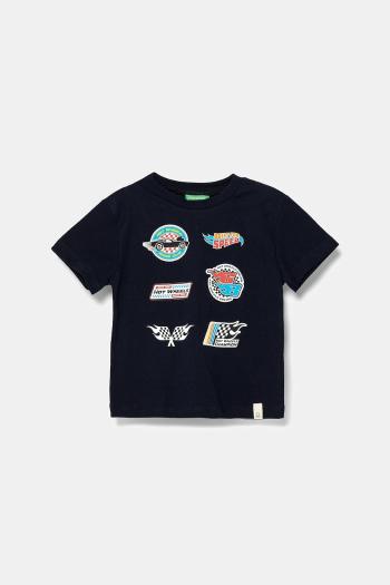 Detské bavlnené tričko United Colors of Benetton tmavomodrá farba, s potlačou, 3I1XG10I3