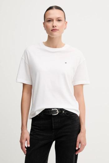 Bavlnené tričko Tommy Hilfiger dámske, biela farba, UW0UW05763