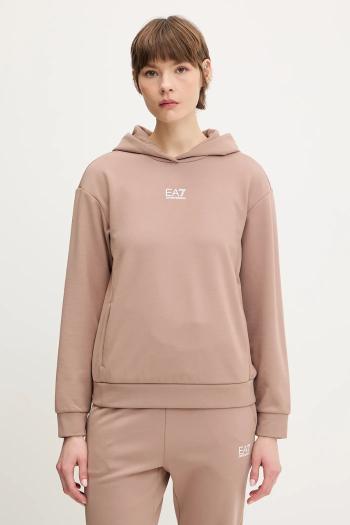 Mikina EA7 Emporio Armani hnedá farba, s kapucňou, s potlačou, AF10443.7W000074