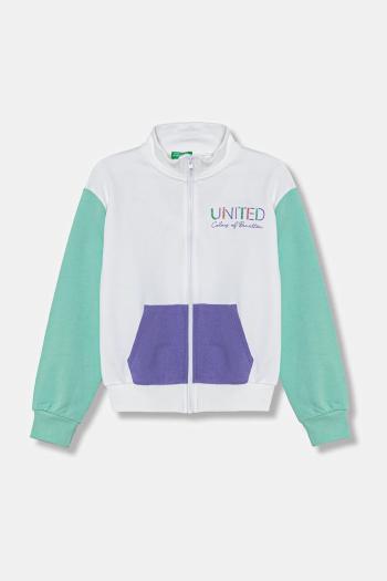 Detská bavlnená mikina United Colors of Benetton biela farba, s potlačou, 3J68C504N