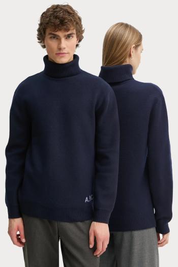 Vlnený sveter A.P.C. pull walter tmavomodrá farba, s rolákom, WVBDJ.M23248