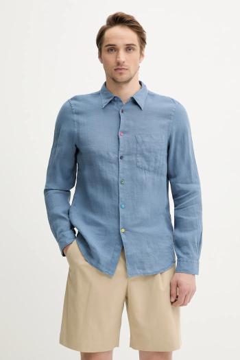 Ľanová košeľa PS Paul Smith regular, s klasickým golierom, M2R.614PB.P22354