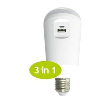 SMD LED Smart USB In-Out A70 7 W/ E27/ 230 V/ 6 500 K/ 650 lm/ 120°/ Li-ion 2600mA + solárny panel (SMARTSOL)