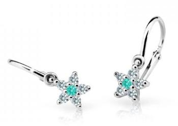 Cutie Jewellery Trblietavé detské náušnice z bieleho zlata C2118-10-X-2 svetlozelená