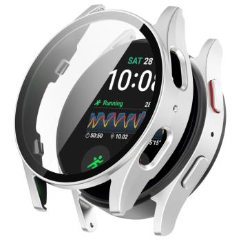 PC FULL COVER Plastový kryt so sklom pre Samsung Galaxy Watch 7 40mm strieborný