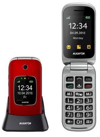 Aligator V650 Senior, červená-strieborná + nabíjací stojan