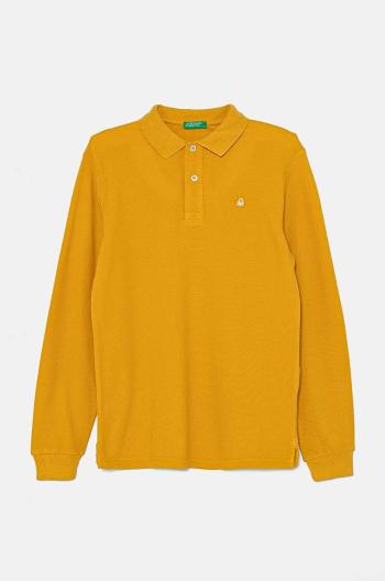 Detské polo tričko United Colors of Benetton žltá farba, jednofarebný, 3089C300Z
