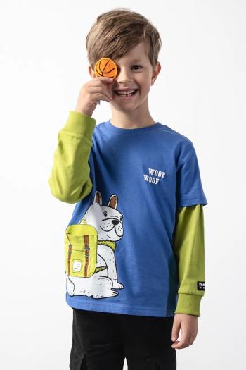 Detské bavlnené tričko Coccodrillo modrá farba, s potlačou, ACADEMY BOY KIDS