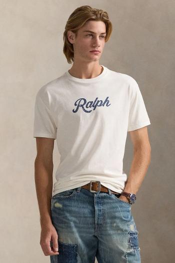 Bavlnené tričko Polo Ralph Lauren pánske, biela farba, s potlačou, 710936401