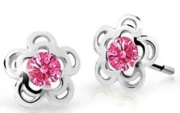 Cutie Jewellery Pôvabné detské náušnice z bieleho zlata C2204-30-X-2 fuchsiová