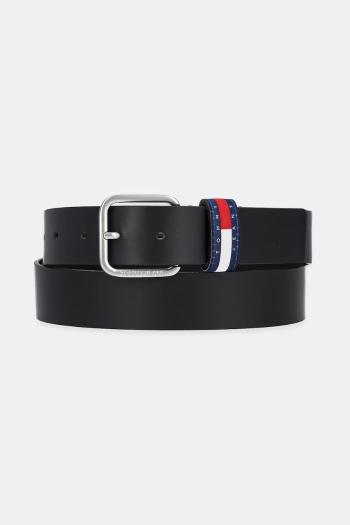 Kožený opasok Tommy Jeans čierna farba, AM0AM13415