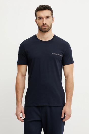 Tričko Emporio Armani Underwear 2-pak pánske, tmavomodrá farba, s potlačou, EM000391 AF10779