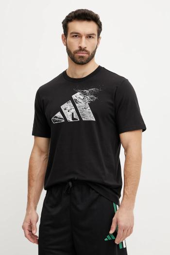 Bavlnené tričko adidas pánske, čierna farba, s potlačou, JI6788