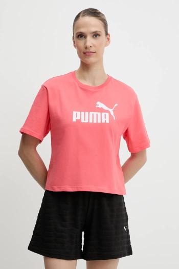 Bavlnené tričko Puma dámske, oranžová farba, 684972