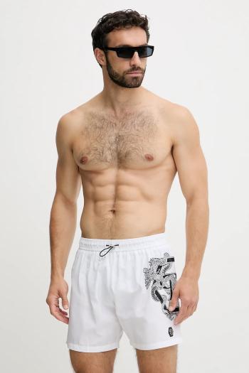 Plavkové šortky Philipp Plein biela farba, PM25MBM01
