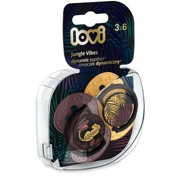 LOVI Jungle Vibes silikónový dynamický cumlík 3 – 6 m, žltá/červená 2 ks (5901691853751)