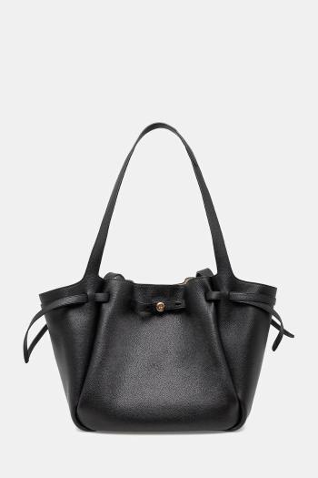 Kožená kabelka Tory Burch Romy Pebbled Tote čierna farba, 163388-001