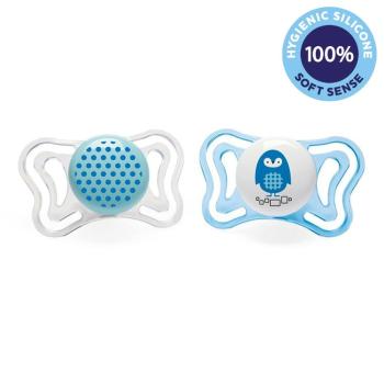 CHICCO Cumlík Physio Light silikónový 2-6m chlapec - bodky/tučniak 2 ks