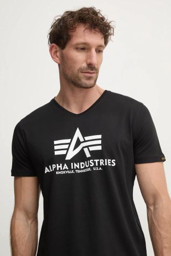 Tričko Alpha Industries pánske, čierna farba, s potlačou, 106512