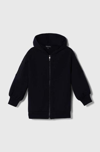 Detská mikina Emporio Armani tmavomodrá farba, s kapucňou, s nášivkou