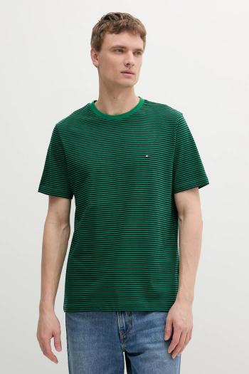 Bavlnené tričko Tommy Hilfiger pánske, zelená farba, jednofarebné, MW0MW39995