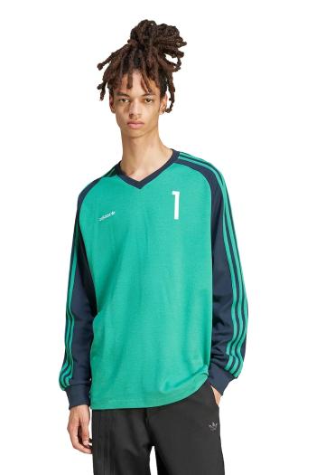 Tričko s dlhým rukávom adidas Originals JERSEY pánske, zelená farba, s potlačou, JC8373