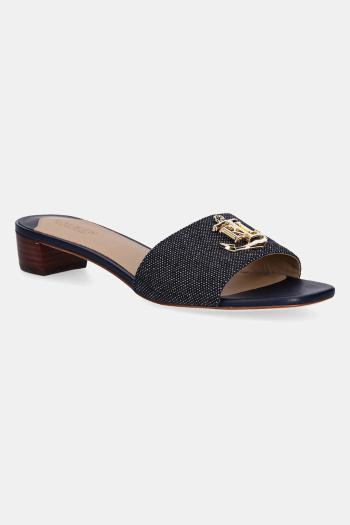Šľapky Lauren Ralph Lauren Fay Logo II dámske, tmavomodrá farba, na podpätku, 802959169003