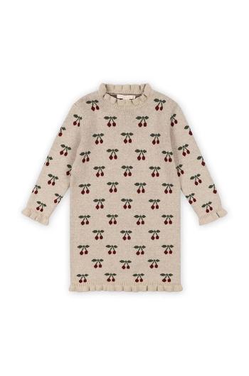 Dievčenské šaty Konges Sløjd SIKA KNIT DRESS béžová farba, mini, rovný strih, KS102099