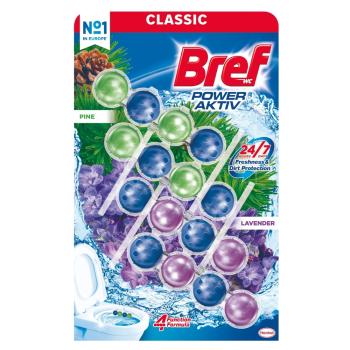 BREF Power Aktív Tuhý WC blok Pine/Lavender 4 x 50 g