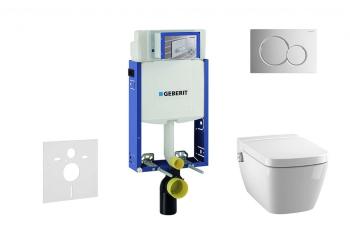 GEBERIT - Kombifix Modul na závesné WC s tlačidlom Sigma01, lesklý chróm + Tece One - sprchovacia toaleta a doska, Rimless, SoftClose 110.302.00.5 NT2
