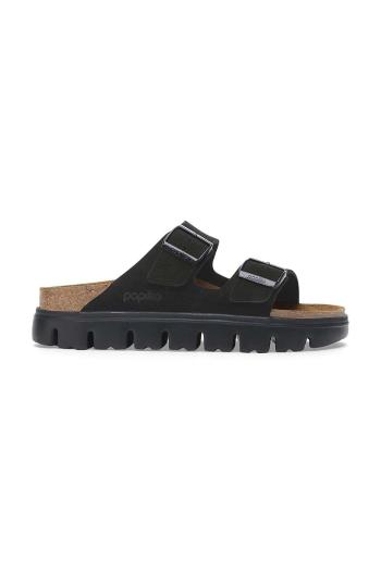 Semišové šľapky Birkenstock Arizona Chunky Birkenstock x Papillio dámske, čierna farba, na platforme, 1028403