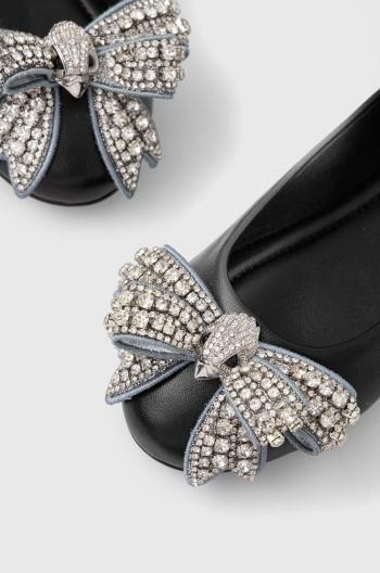 Kožené balerínky Kurt Geiger London Bow Ballerina čierna farba, 621300109