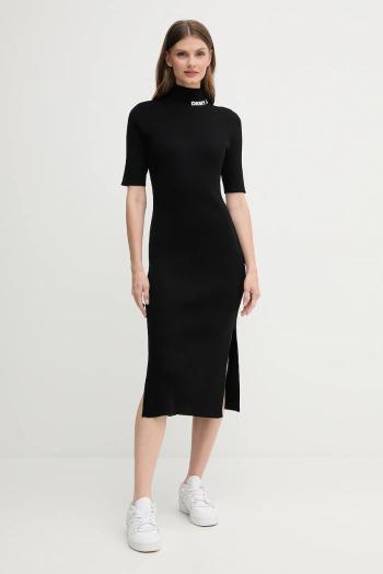 Šaty Dkny čierna farba, midi, priliehavé, DJ5R0751
