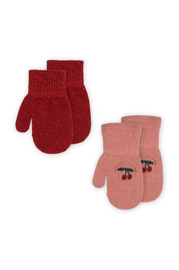 Detské rukavice s prímesou vlny Konges Sløjd 2 PACK MITTENS 2-pak čierna farba, KS101874