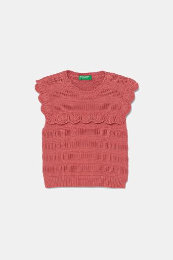 Detská bavlnená vesta United Colors of Benetton ružová farba, 1077G100V