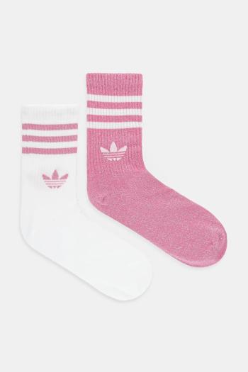 Ponožky adidas Originals 3-Stripes 2-pak ružová farba, JX5205