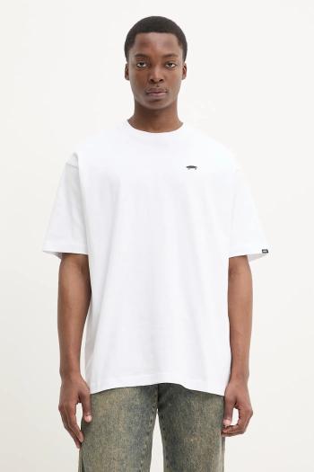 Bavlnené tričko Vans pánske, biela farba, s nášivkou, VN000P56WHT1