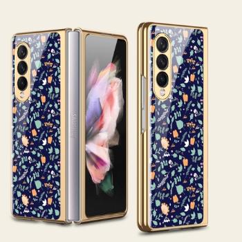 GKK GLASS Ochranný kryt Samsung Galaxy Z Fold 3 5G BLUE FLORAL