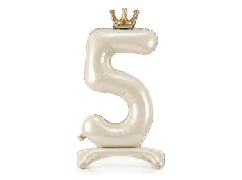 Talpas álló fólia lufi 5 - Satin cream 84 cm