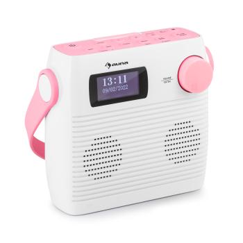 Auna Splash, rádio do sprchy, BT, DAB+/UKW, IPX4, USB-Port, konektor pre slúchadlá, USB-C, batéria