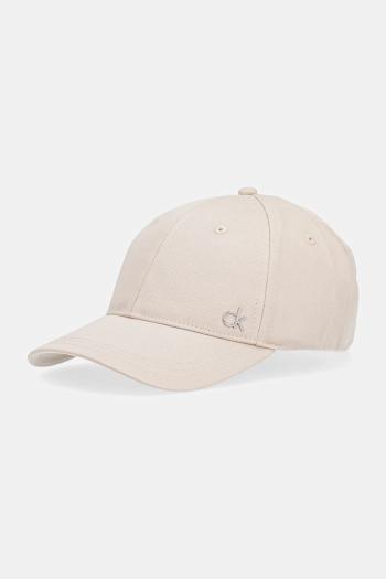 Bavlnená šiltovka Calvin Klein béžová farba, s nášivkou, K60K613102