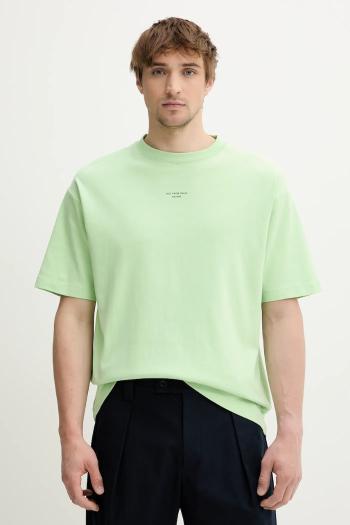 Bavlnené tričko Drôle de Monsieur Le T-Shirt Slogan Classique pánske, zelená farba, s potlačou, G-TS202-CO002-LGN