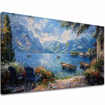 Obraz krajiny na plátne Prístav v horách | Akrylové detaily 40x60 cm