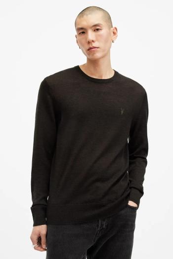 Vlnený sveter AllSaints MODE pánsky, šedá farba, M002KZ