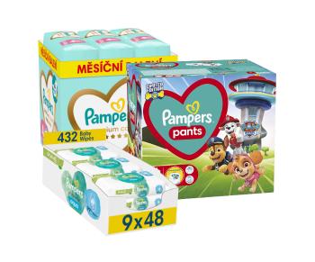 PAMPERS balíček vel. 4 - Active Baby Pants plienky, Premium Care plienky, Harmonie Aqua vlhčené obrúsky
