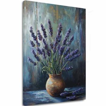 Obraz levanduľová harmónia | Pokoj v hlinenej váze | Akrylové detaily 40x60 cm