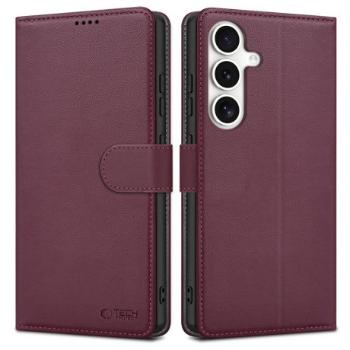 Tech-Protect Wallet knižkové puzdro na Samsung Galaxy S25, bordové