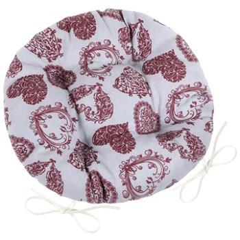 BELLATEX Sedák DITA 62/407 – okrúhly, prešívaný, priem. 40 cm, krajkové srdce (9525)