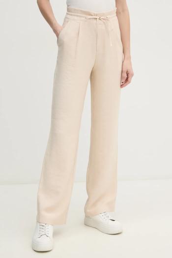 Nohavice Calvin Klein Jeans dámske, béžová farba, strih chinos, vysoký pás, J20J225339